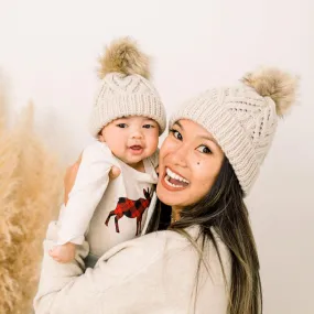 Oatmeal Pop Pom Pom Beanie