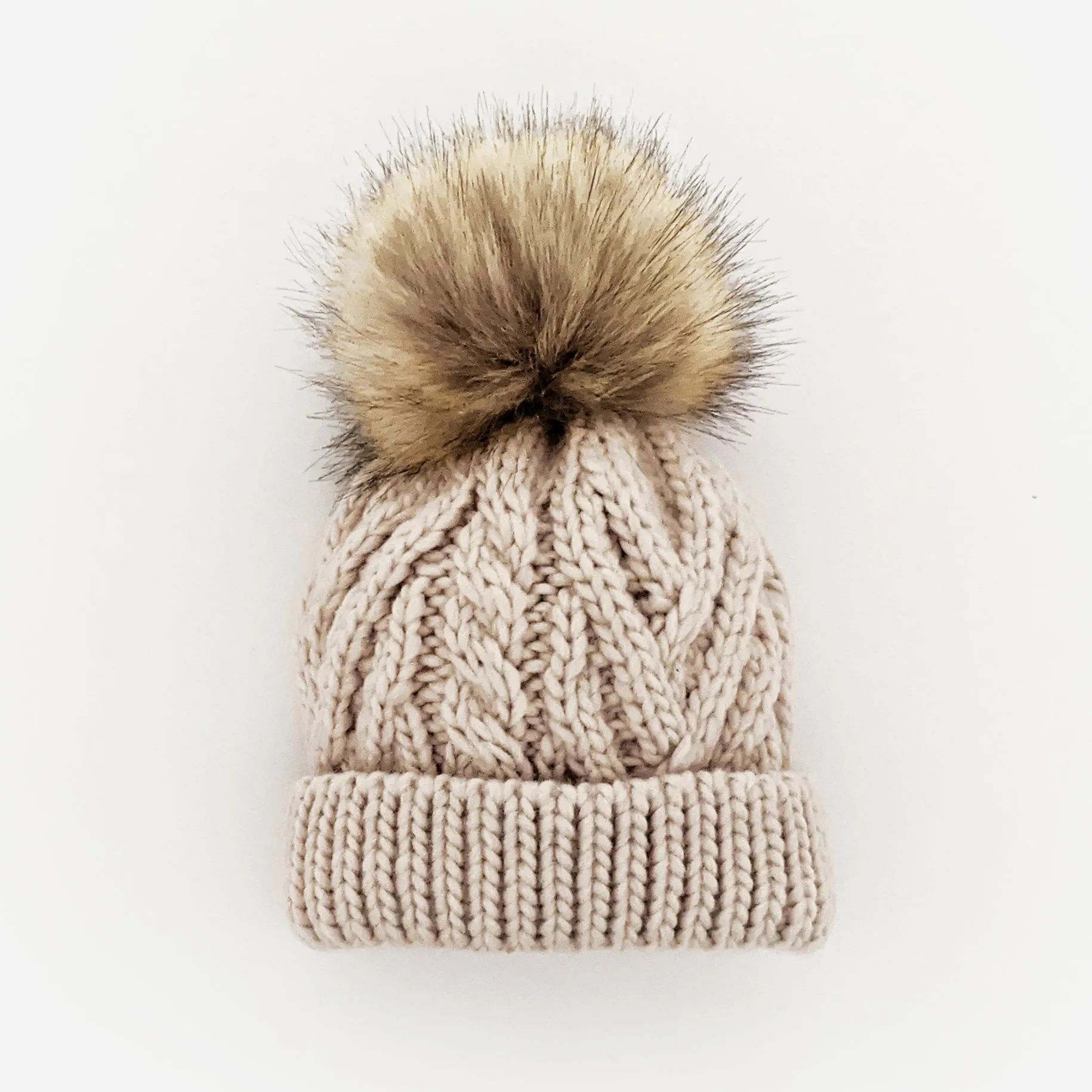 Oatmeal Pop Pom Pom Beanie