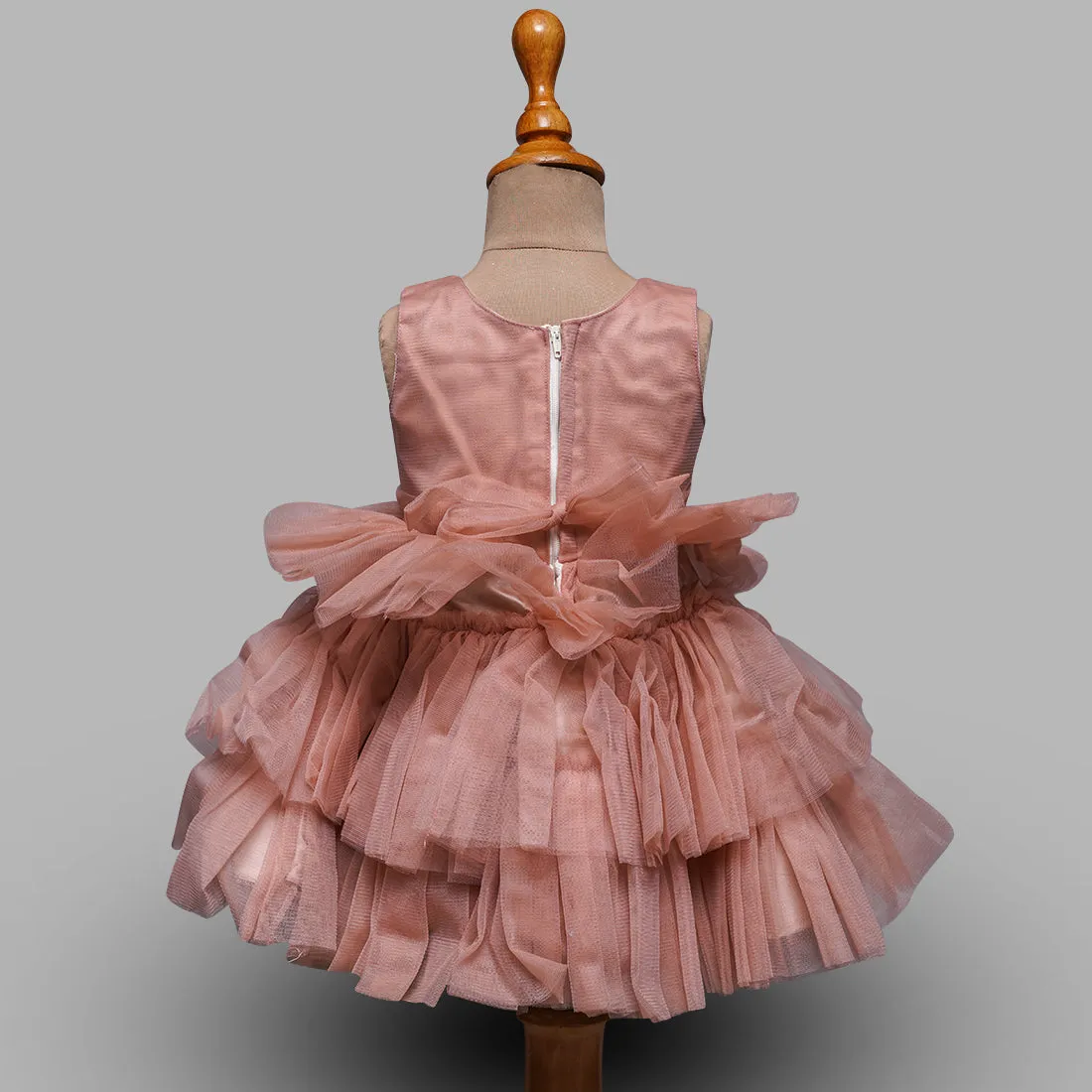 Onion Pink Frock for Kids with Ruffled Skirt