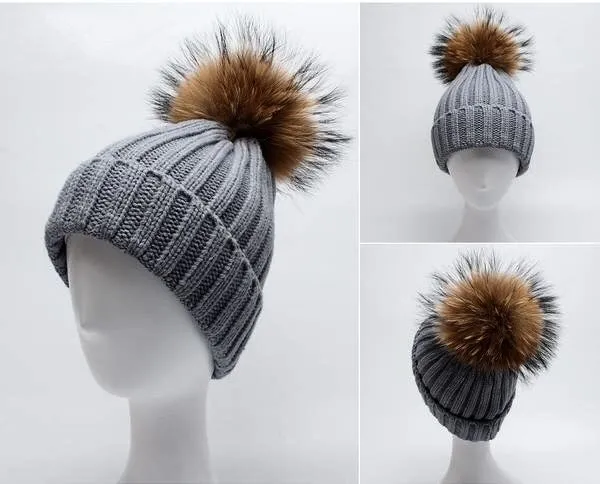 Original Grey Natural Fur Pomkin Hat