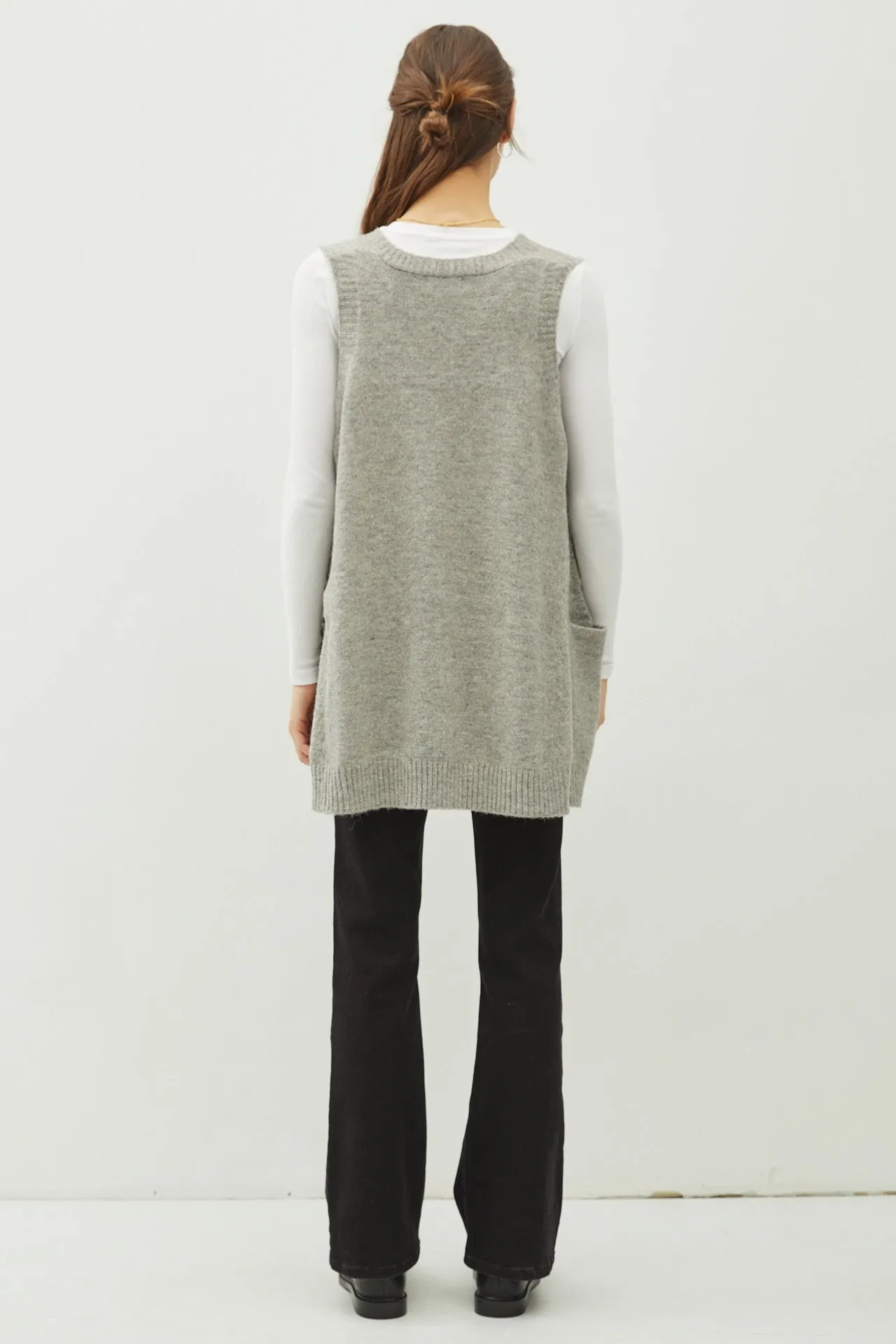 OVERSIZE V-NECK LONG SWEATER VEST