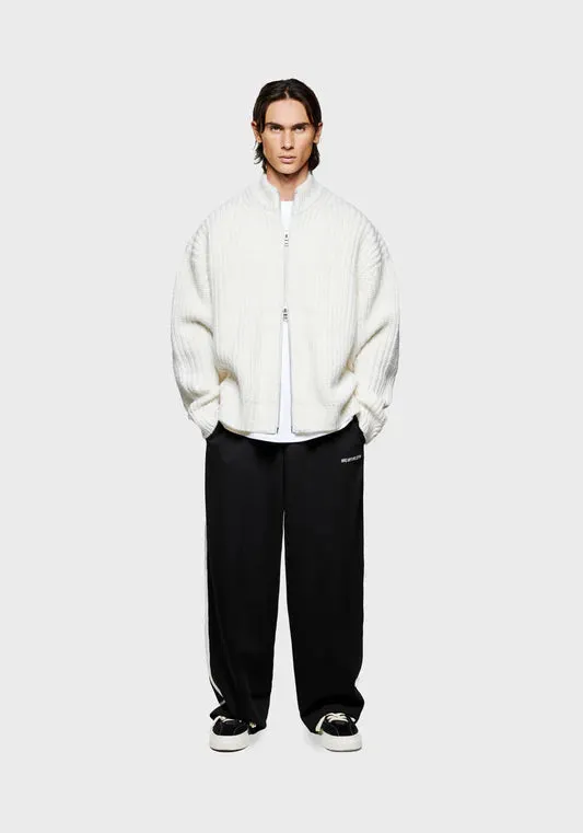 Oversized Fit Chunky Rib Knit Track Jacket