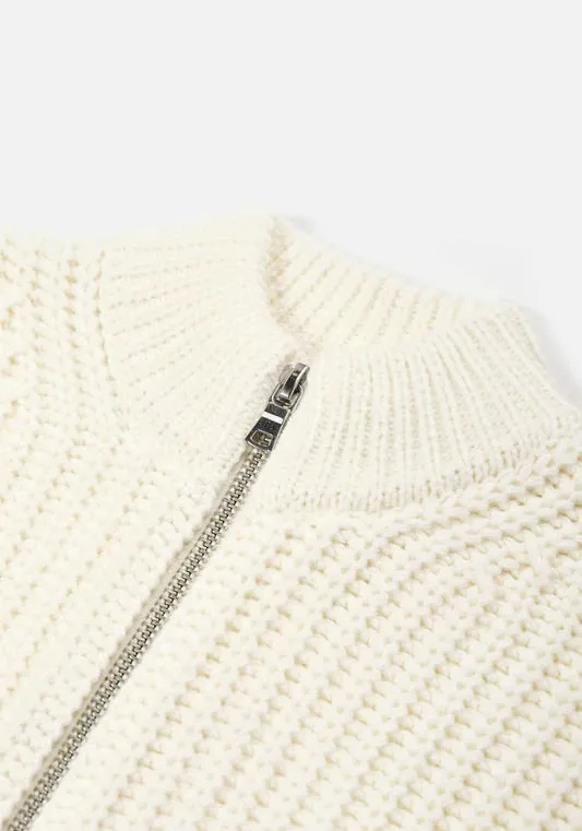 Oversized Fit Chunky Rib Knit Track Jacket