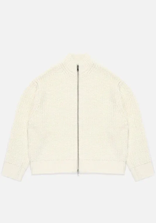 Oversized Fit Chunky Rib Knit Track Jacket