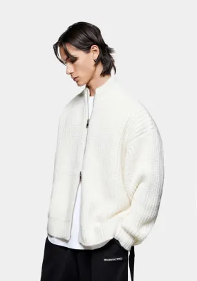 Oversized Fit Chunky Rib Knit Track Jacket