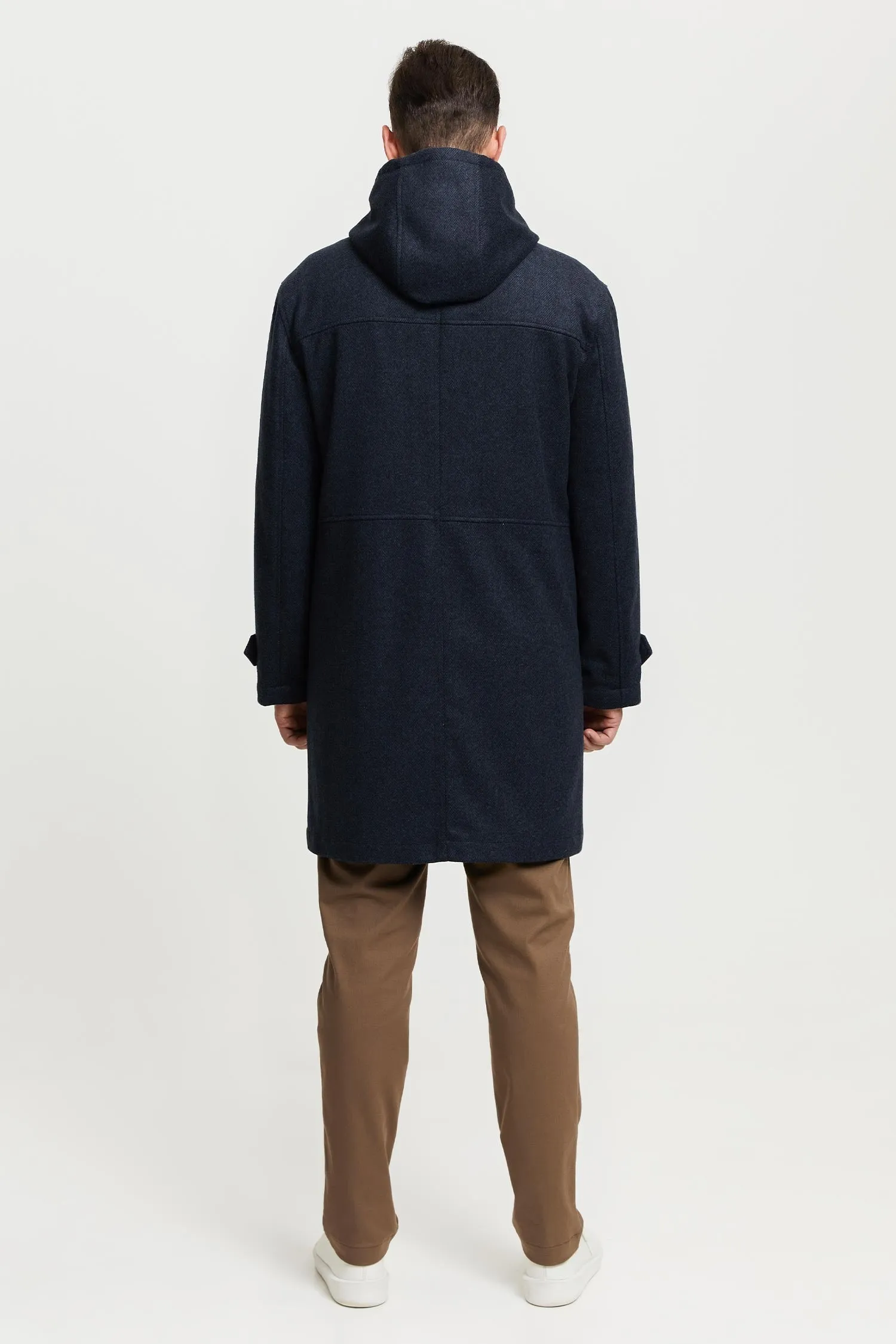 Paavo Herringbone Wool Parka Coat Blue