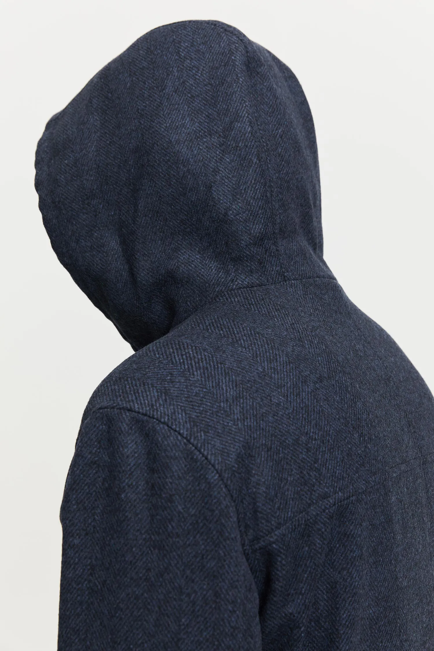 Paavo Herringbone Wool Parka Coat Blue