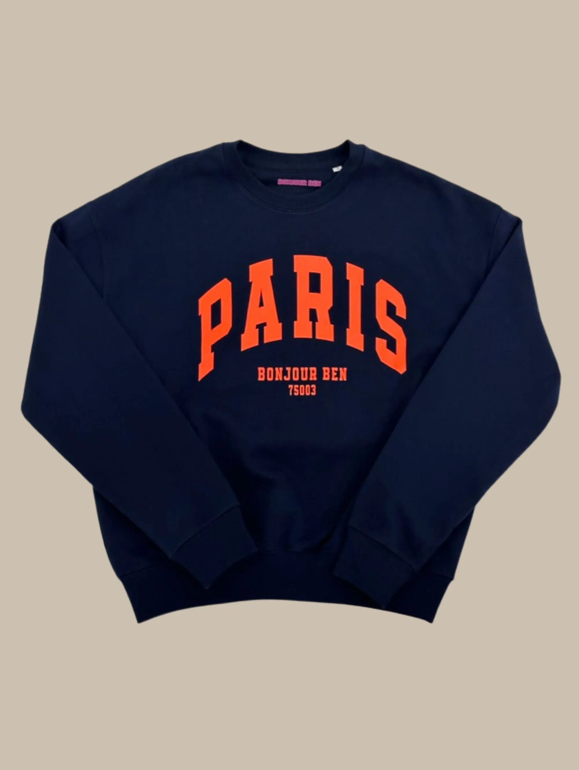 PARIS Sweatshirt - Navy / Neon Orange