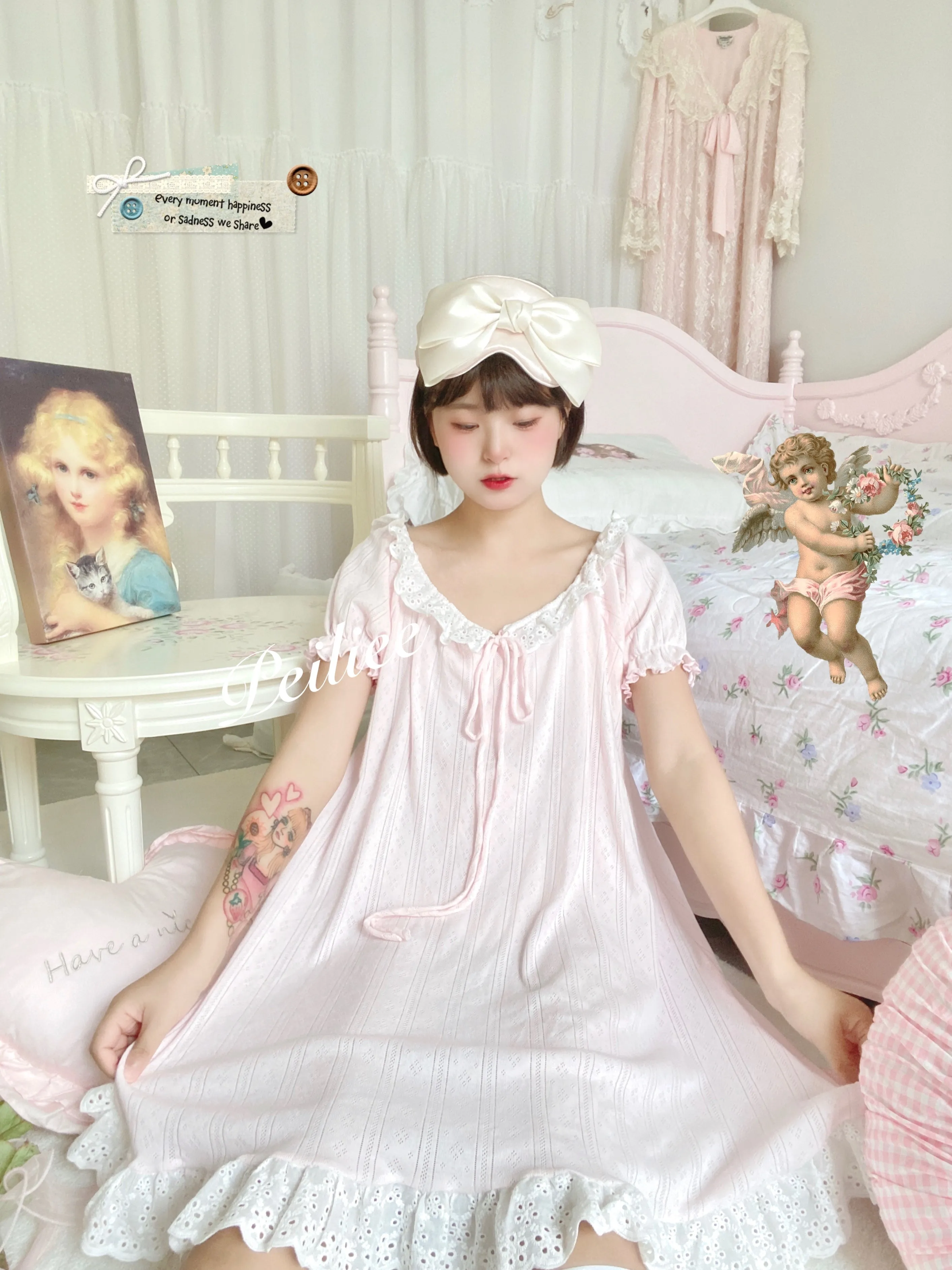 [Peiliee Design] Love is two hearts as one cotton sleepwear loungewear dress Christmas