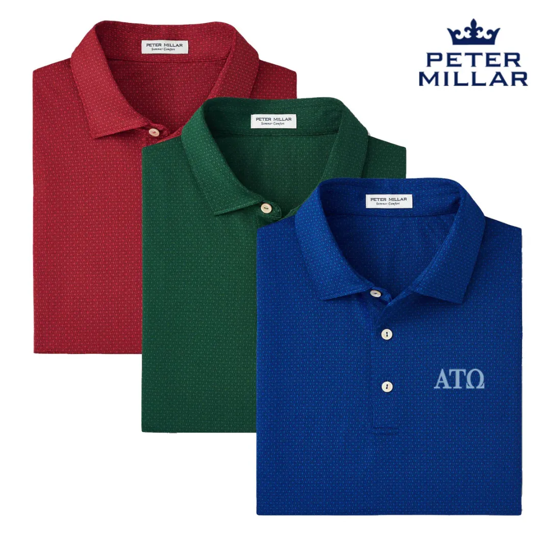 Peter Millar Tesseract Patterned Polo With Greek Letters