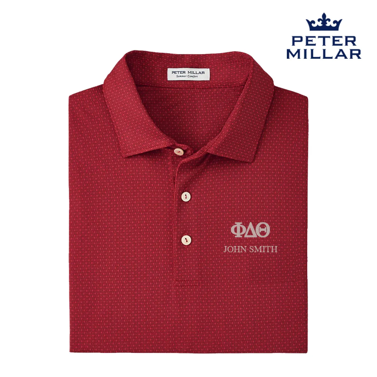 Phi Delt Personalized Peter Millar Tesseract Patterned Polo With Greek Letters