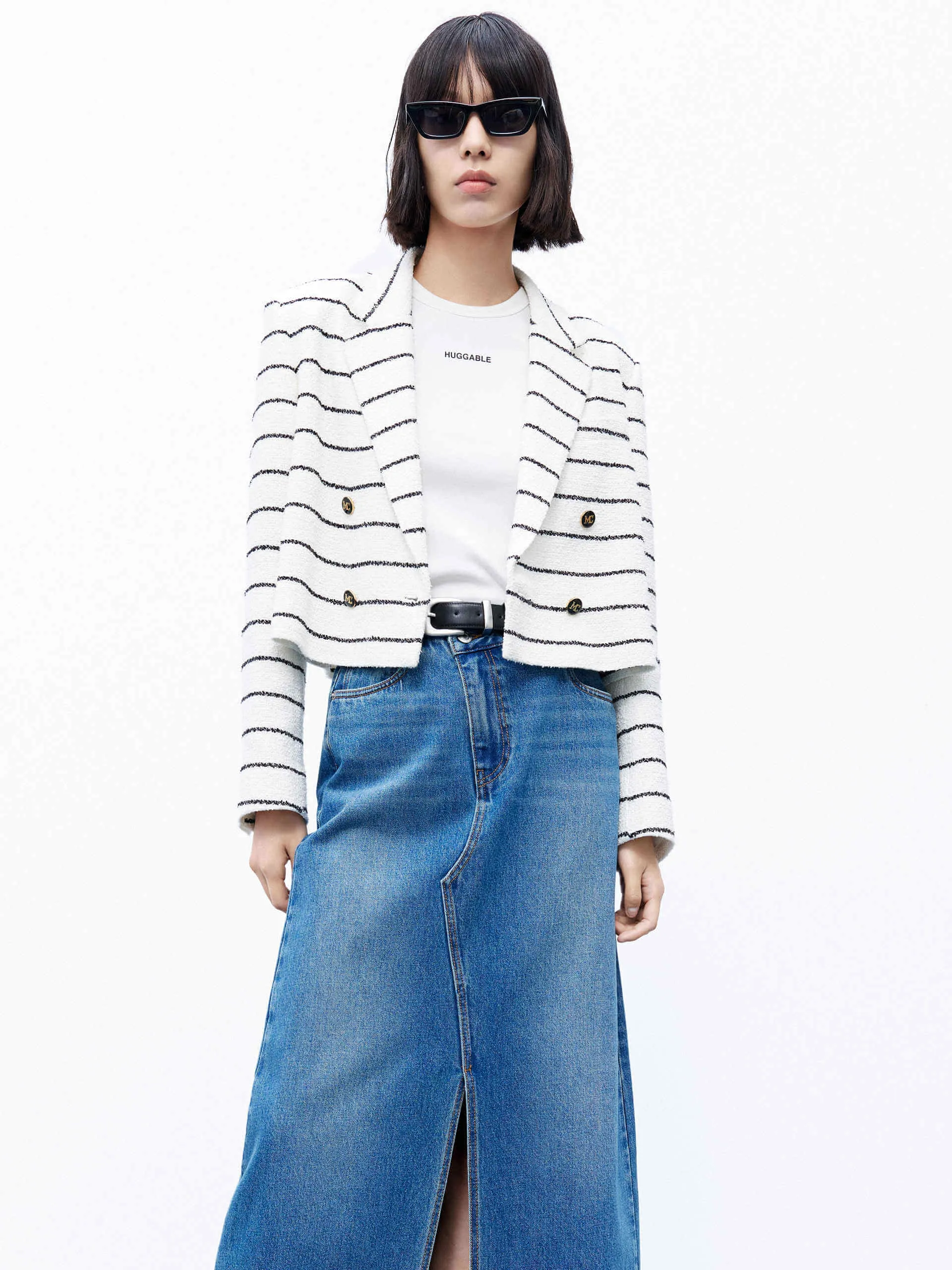 Pinstripe Cropped Blazer