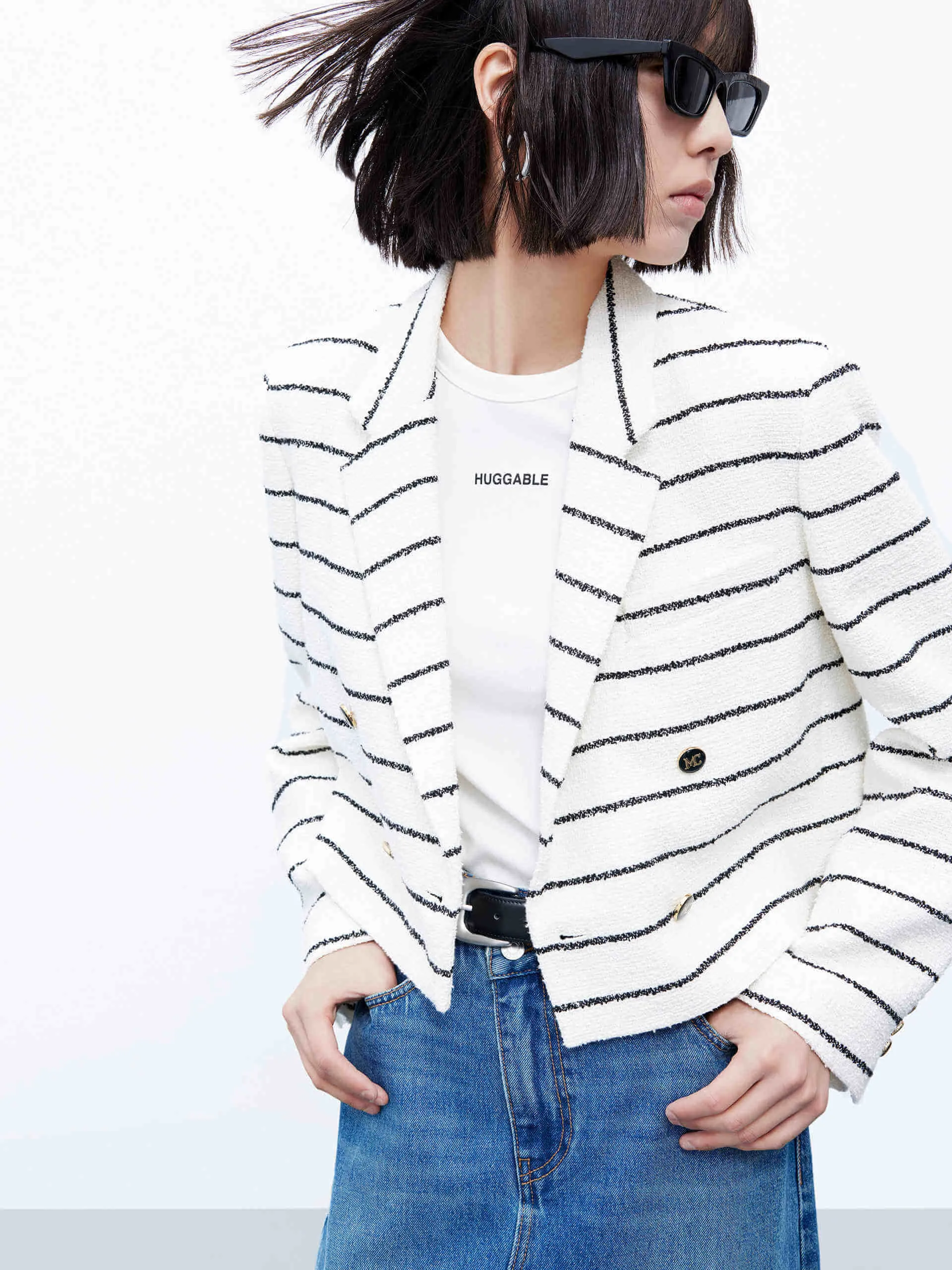 Pinstripe Cropped Blazer