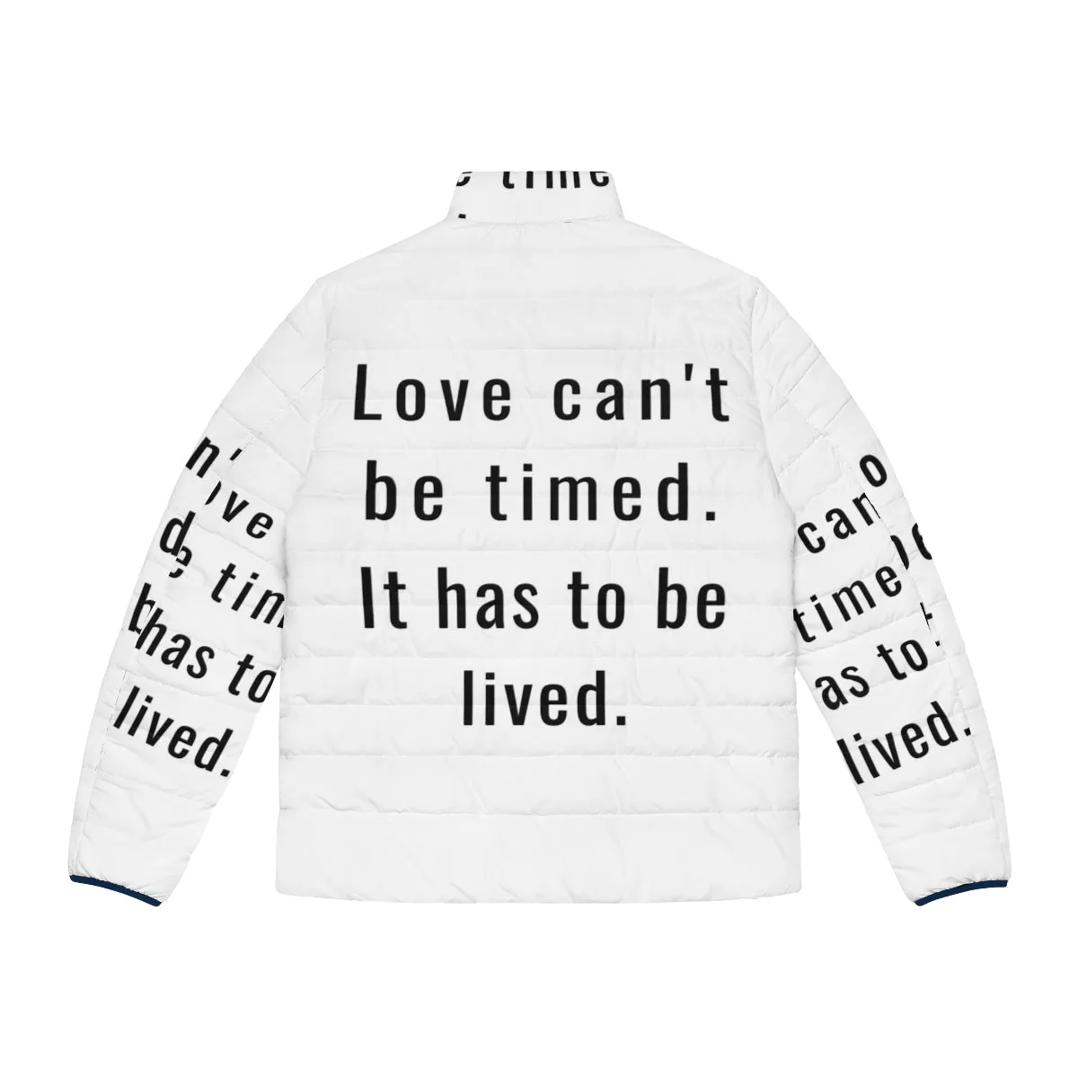 "Berlin's Love Quote Puffer Jacket - Money Heist Inspired Fashion"