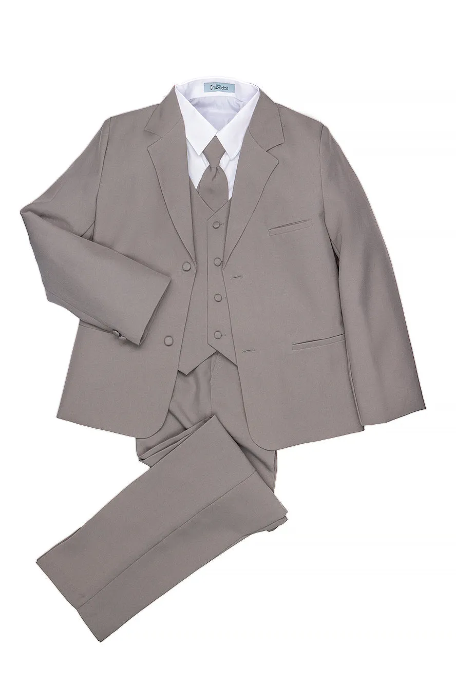 "Mason" Kids Medium Grey Suit (5-Piece Set)