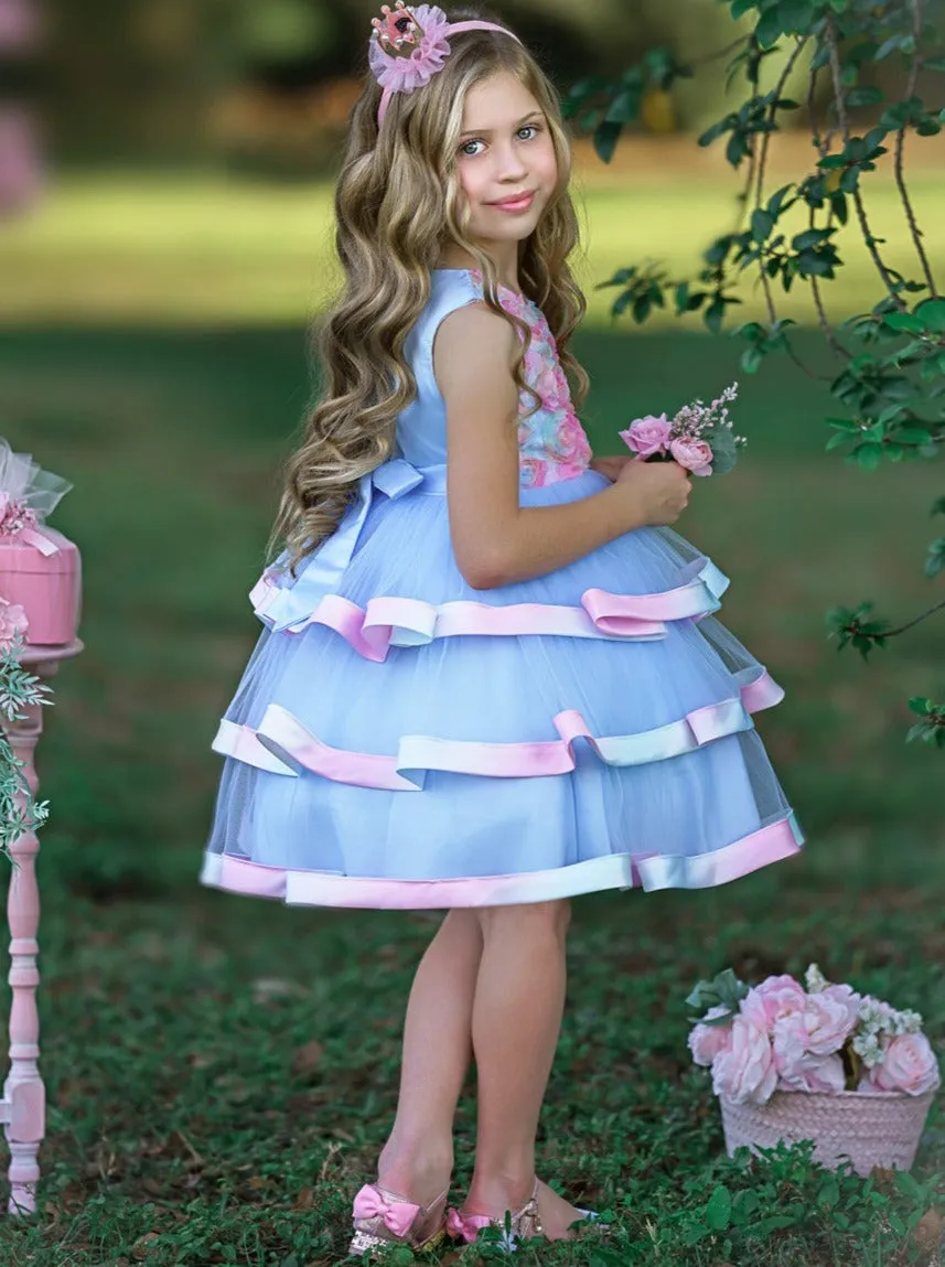 Rainbow Roses Elegant Tutu Dress