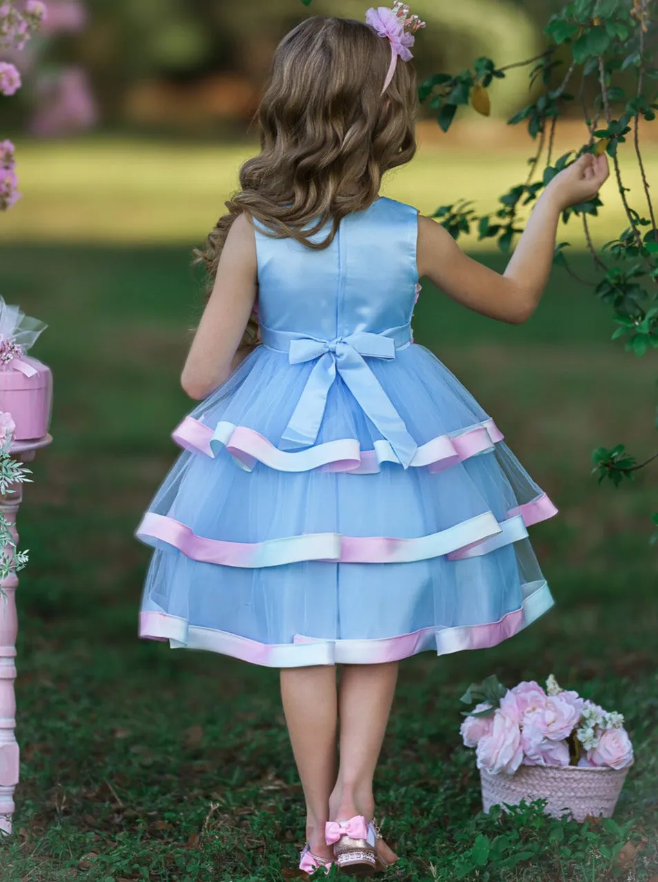 Rainbow Roses Elegant Tutu Dress