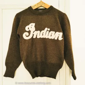 Rare french1949 deadstock jersey hand embroidered chainstitch method jersey brodée à la main INDIAN