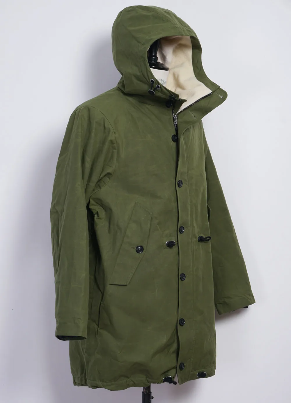 RASMUS 26-68-6 | Waxed Parka With Zipper | Fresh Olive