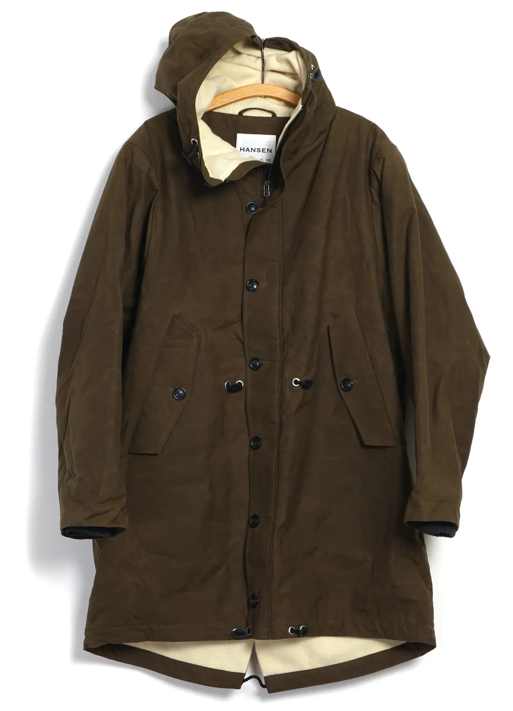 RASMUS 26-68-9 | Waxed Parka With Zipper | Tobacco