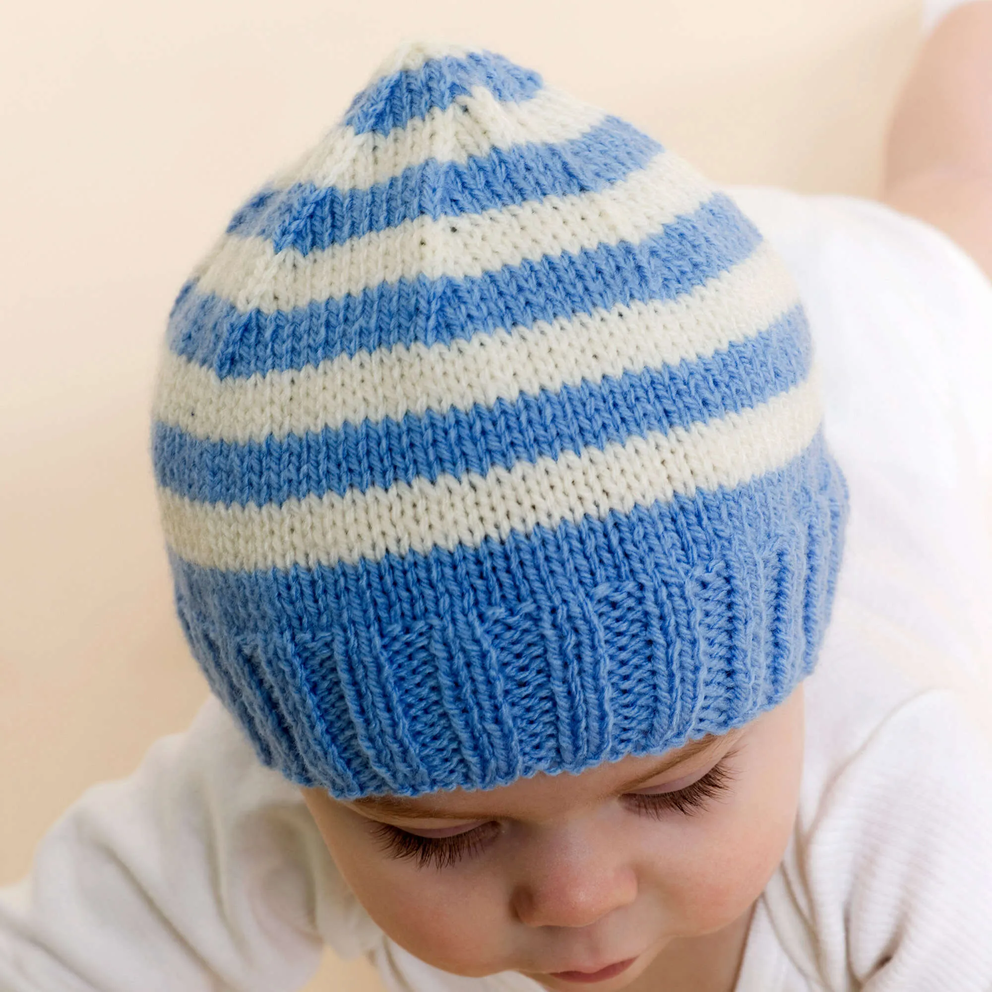 Red Heart Stripe Knit Baby Hat