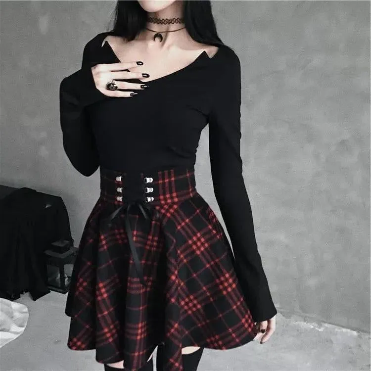 Red Plaid Skirt (Up to 5XL)