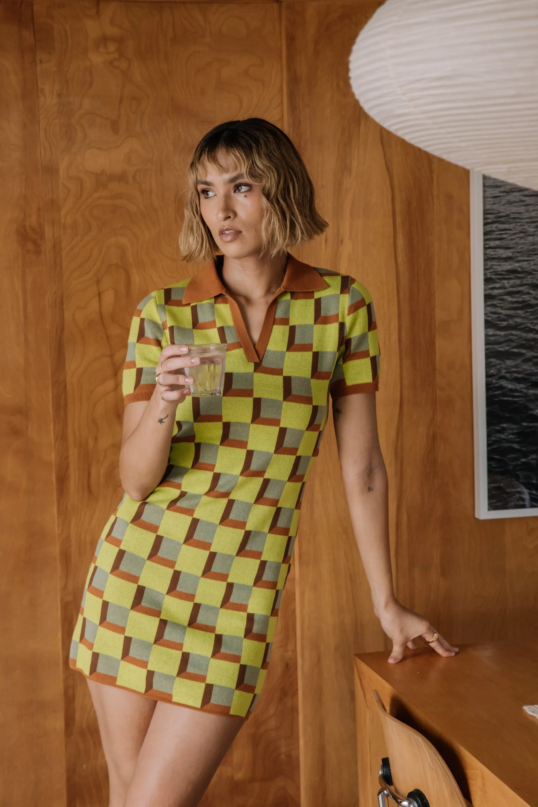 Retro Check Polo Dress