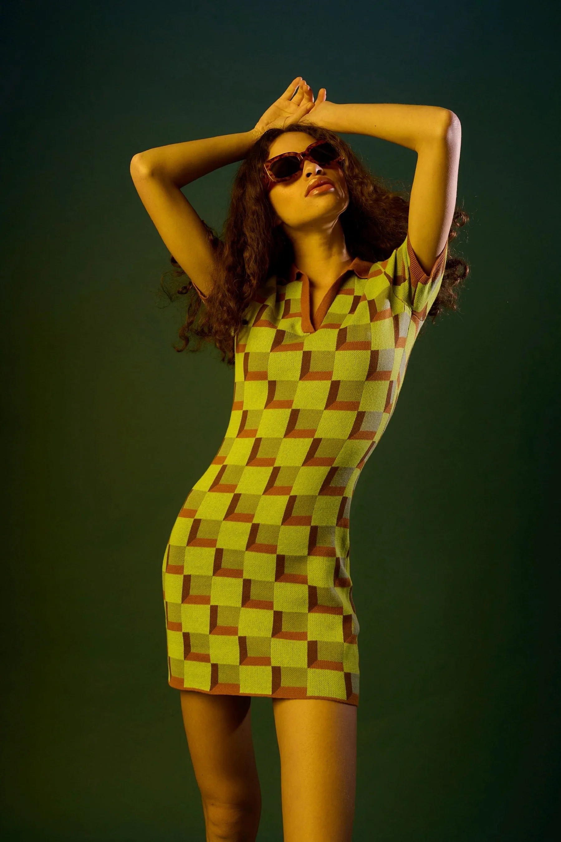 Retro Check Polo Dress