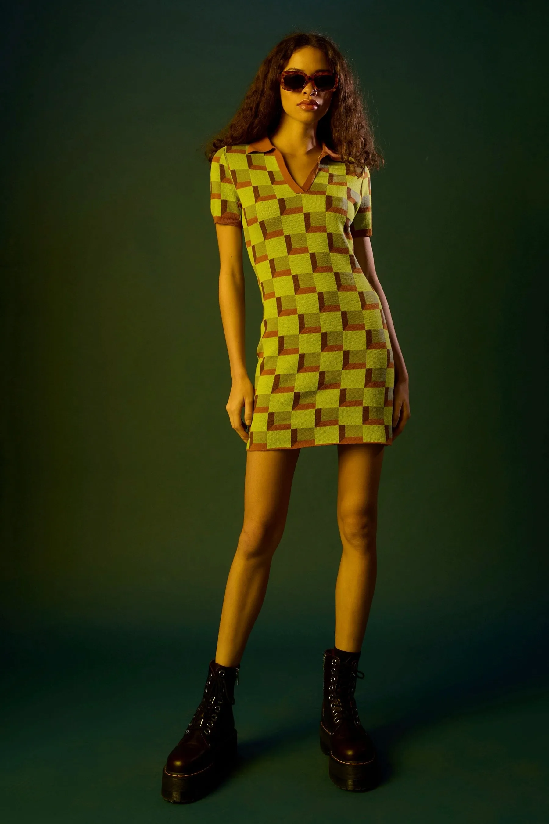 Retro Check Polo Dress