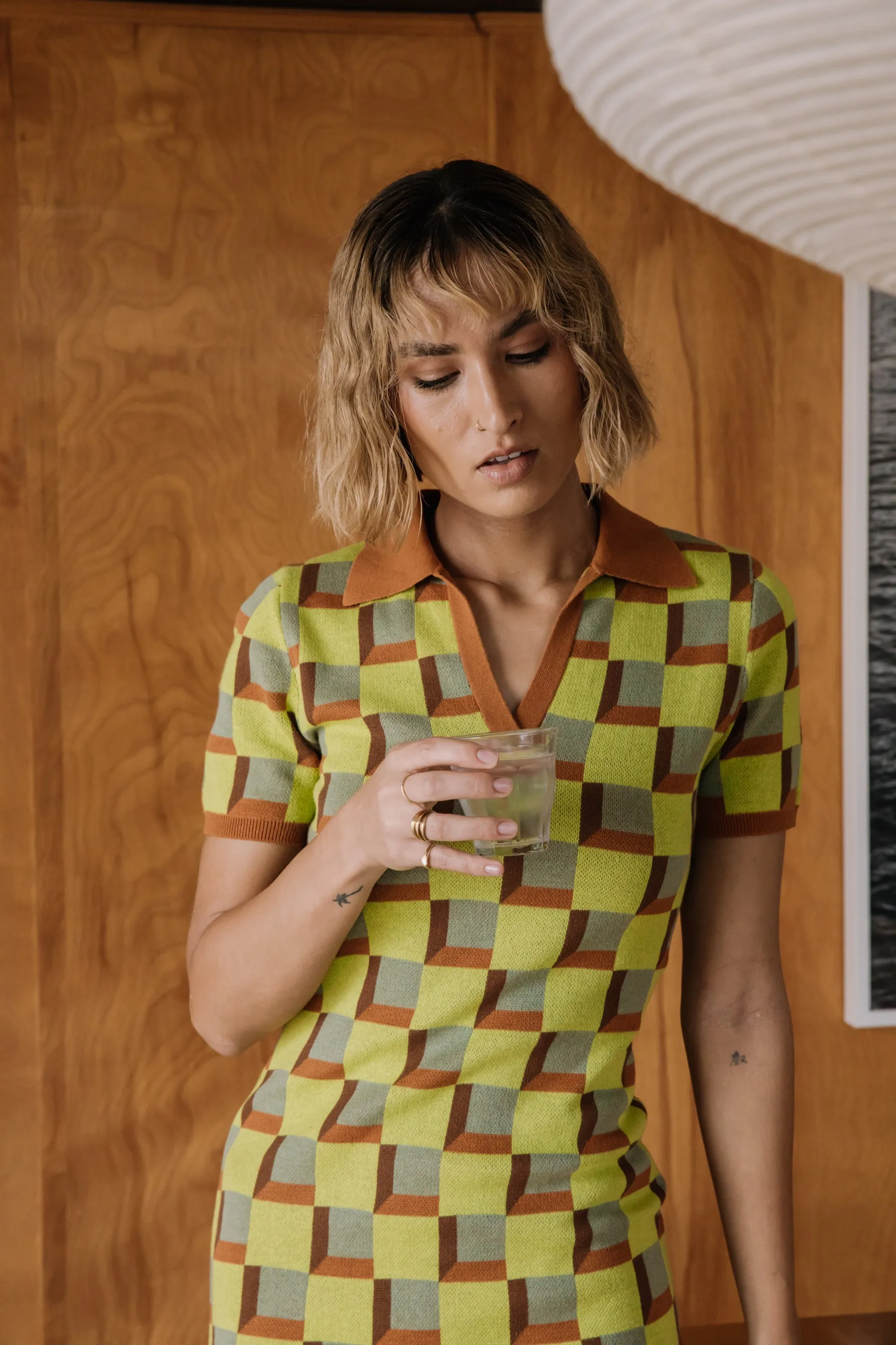 Retro Check Polo Dress