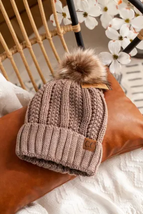 Rib Knit C.C. Hat with Pom