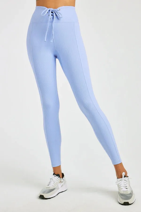 Ribbed Football Leggings in Baby Blue