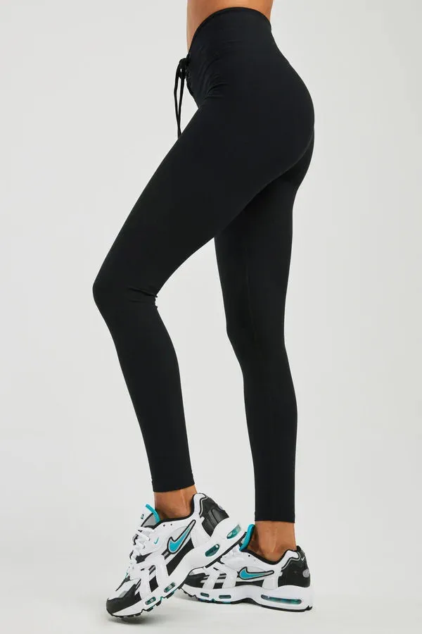 Ribbed Football Leggings in Black