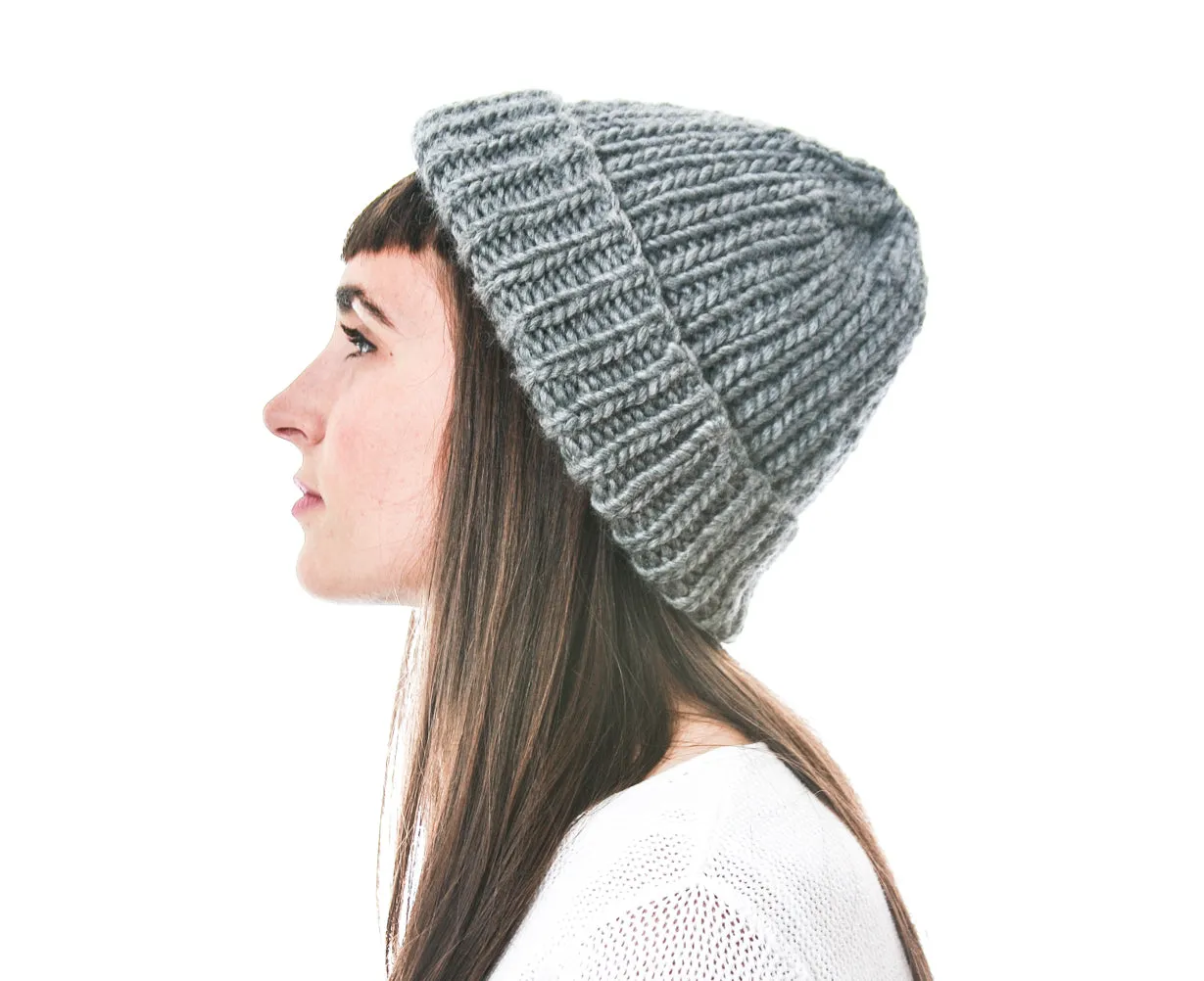 Ribbed Knit Hat in Fair Trade Silk Alpaca Merino Wool Blend