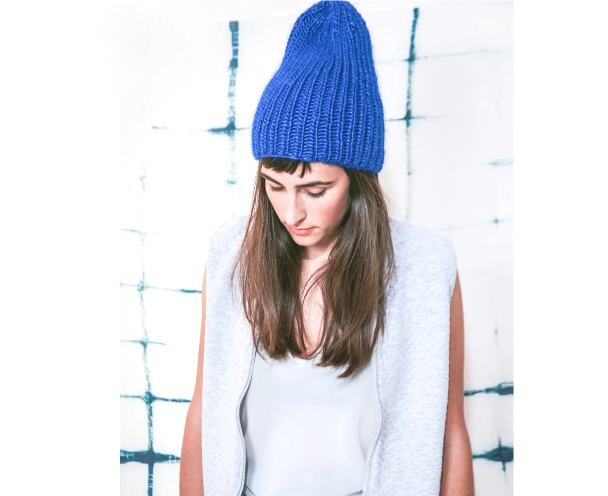 Ribbed Knit Hat in Fair Trade Silk Alpaca Merino Wool Blend