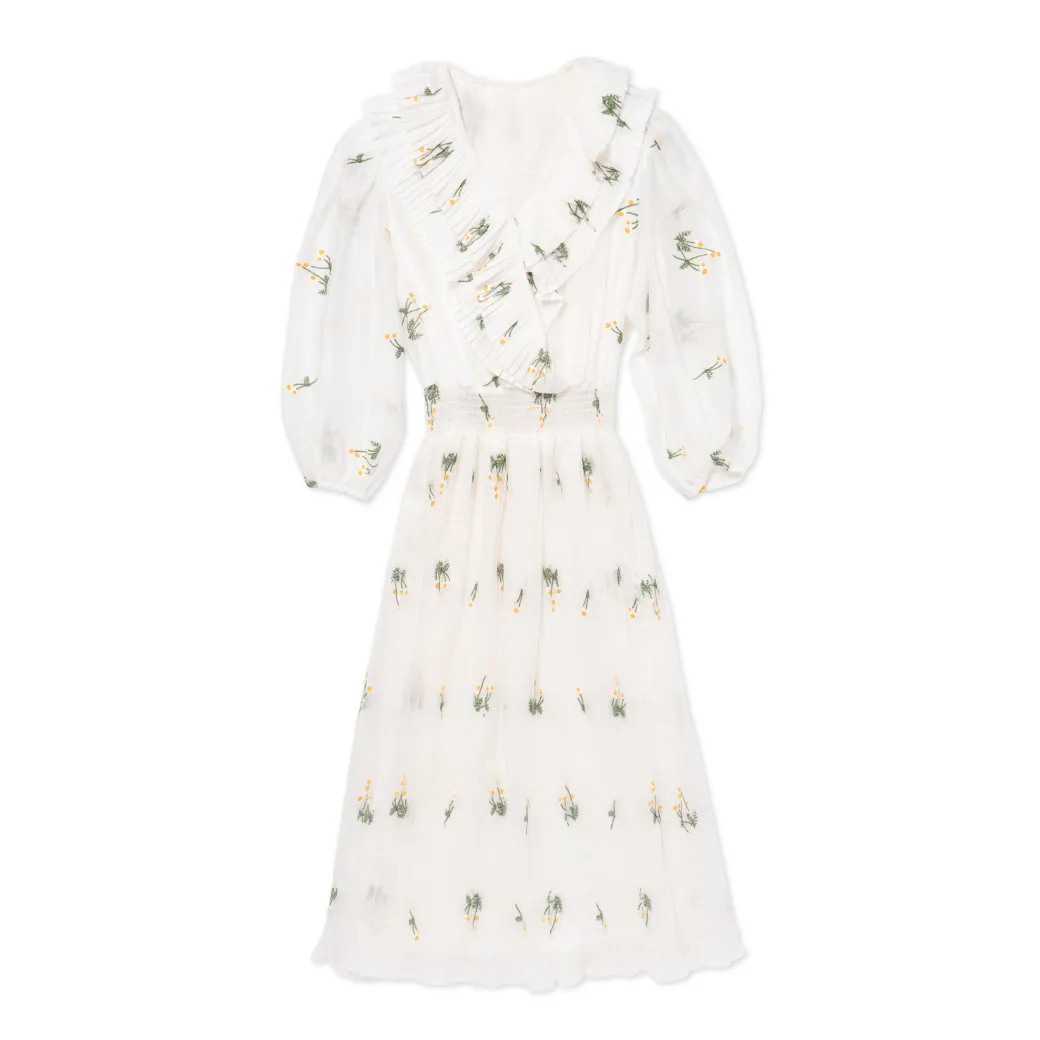 SAMPLE - The Blanche Dress Midi - White Daisy