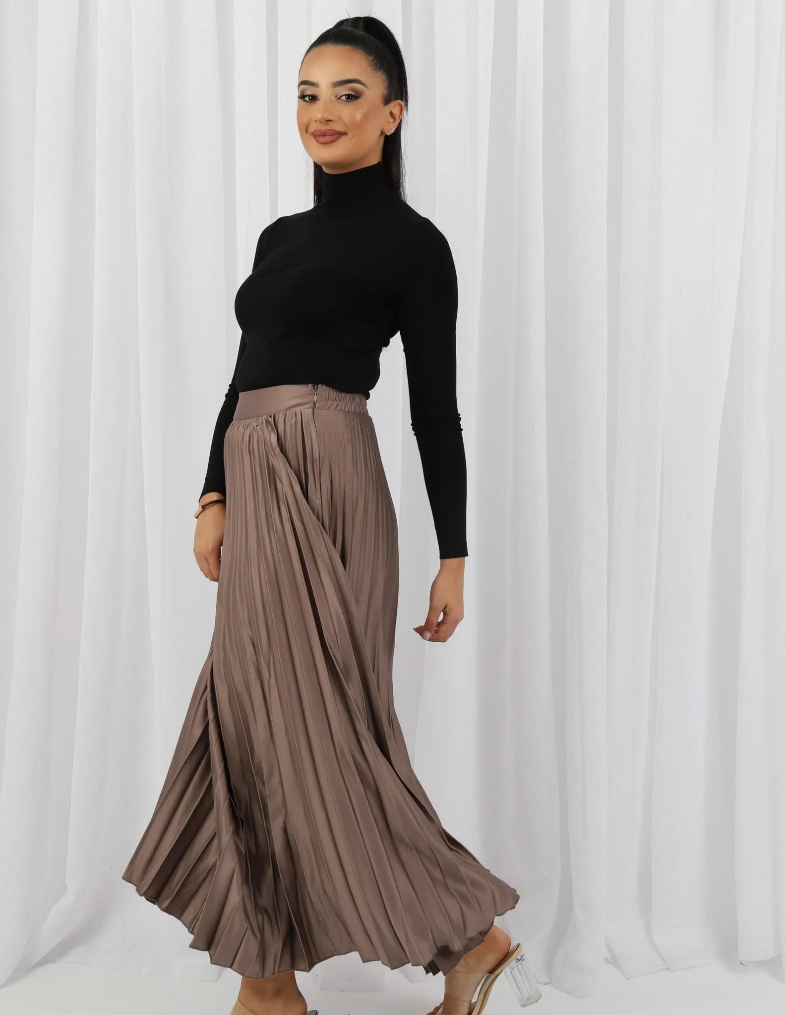 Satin Pleated Skirt