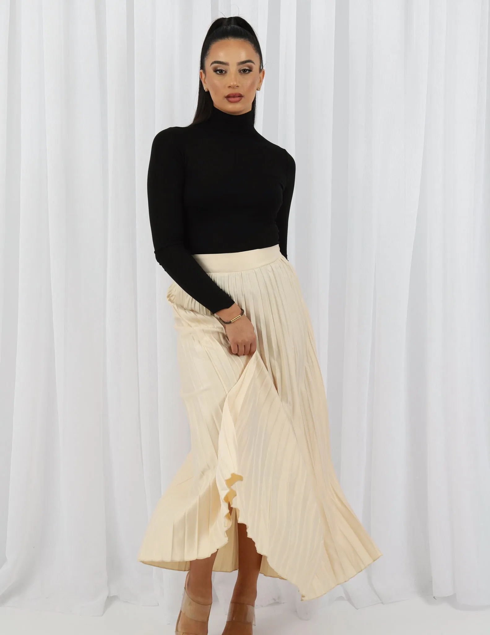 Satin Pleated Skirt