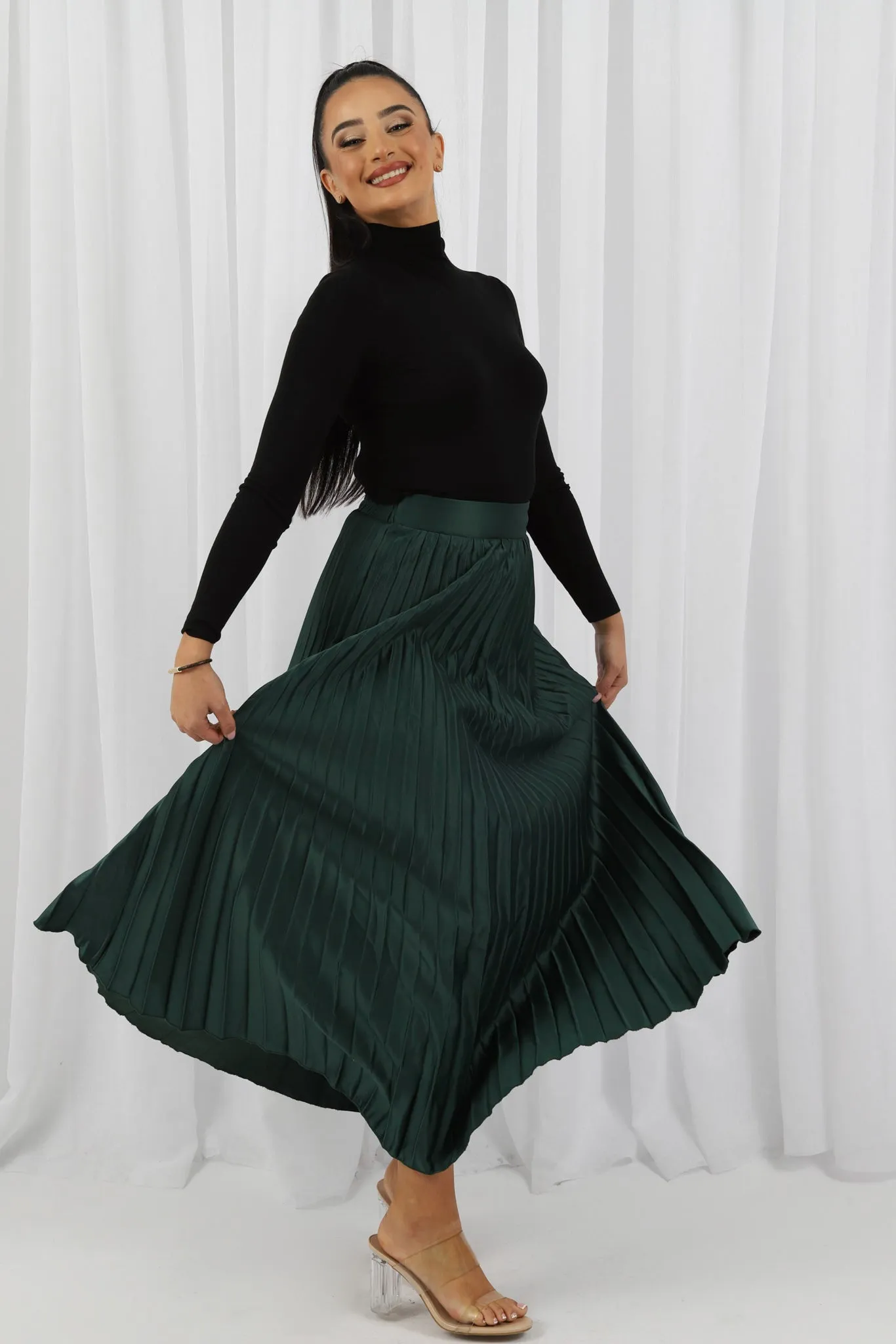 Satin Pleated Skirt