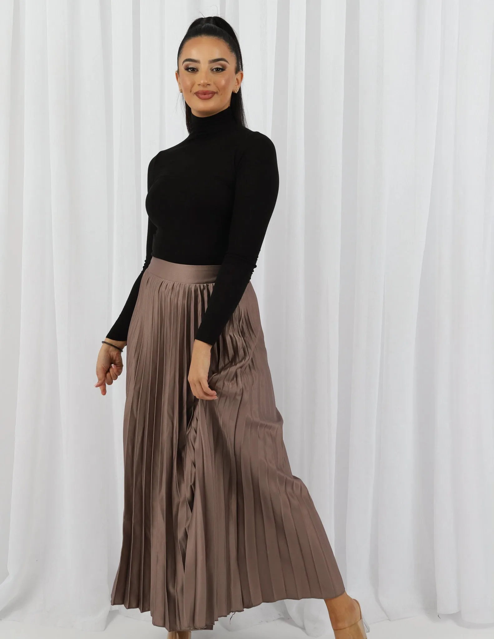 Satin Pleated Skirt