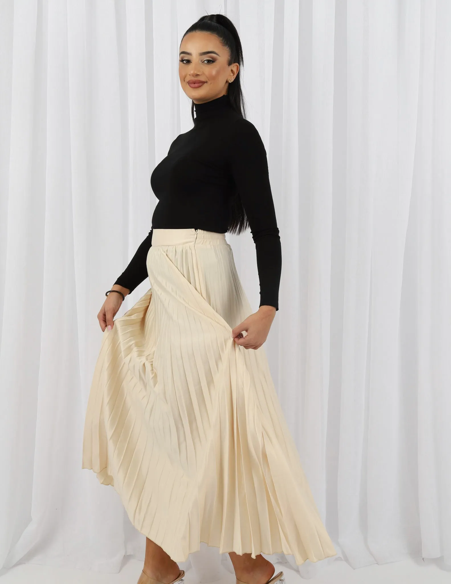 Satin Pleated Skirt