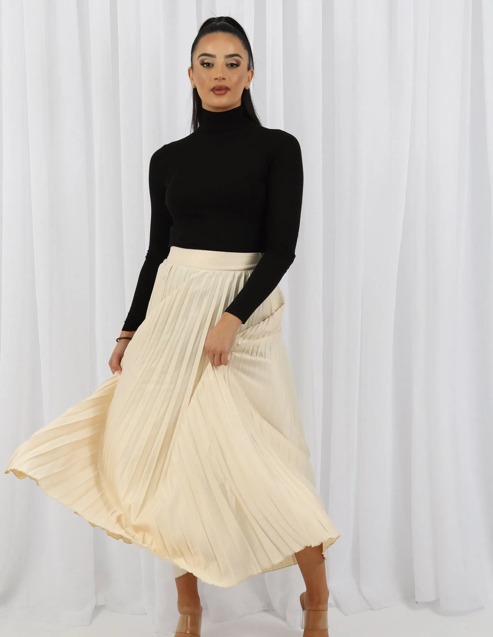 Satin Pleated Skirt