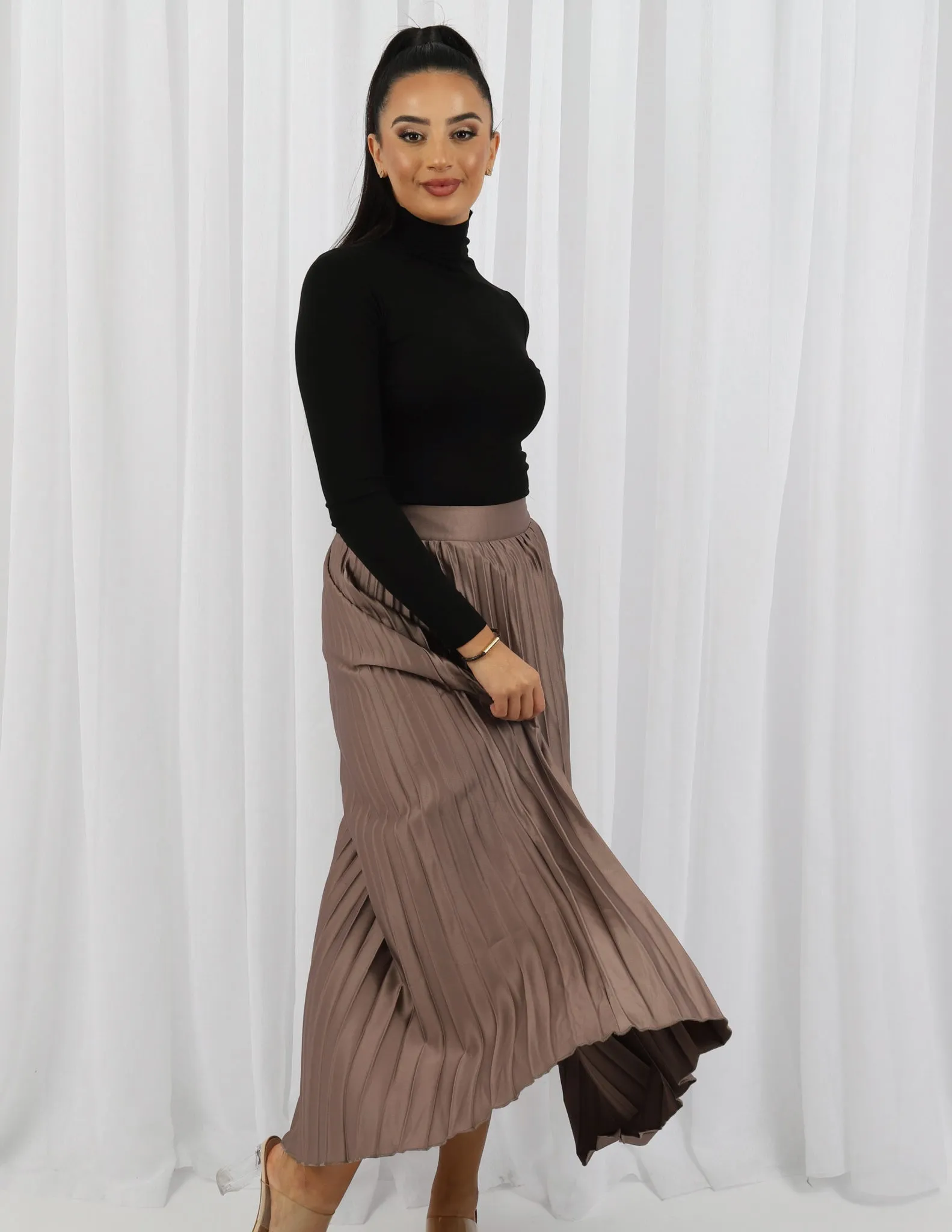 Satin Pleated Skirt