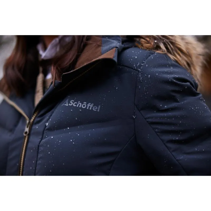 Schoffel Hurlingham Waterproof Ladies Down Coat - Carbon Navy