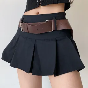 sealbeer - Y2K Corduroy Pleated Mini Skirt // Black