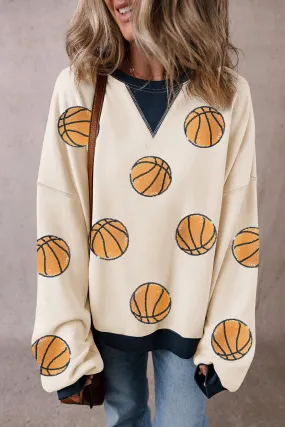 Sequin Basketball Baggy Sweatshirt