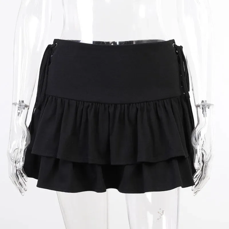 Sexy Pleated Plaid Gothic High Waist Cute Young Girls Harajuku Lace Sweet Japanese Skirt