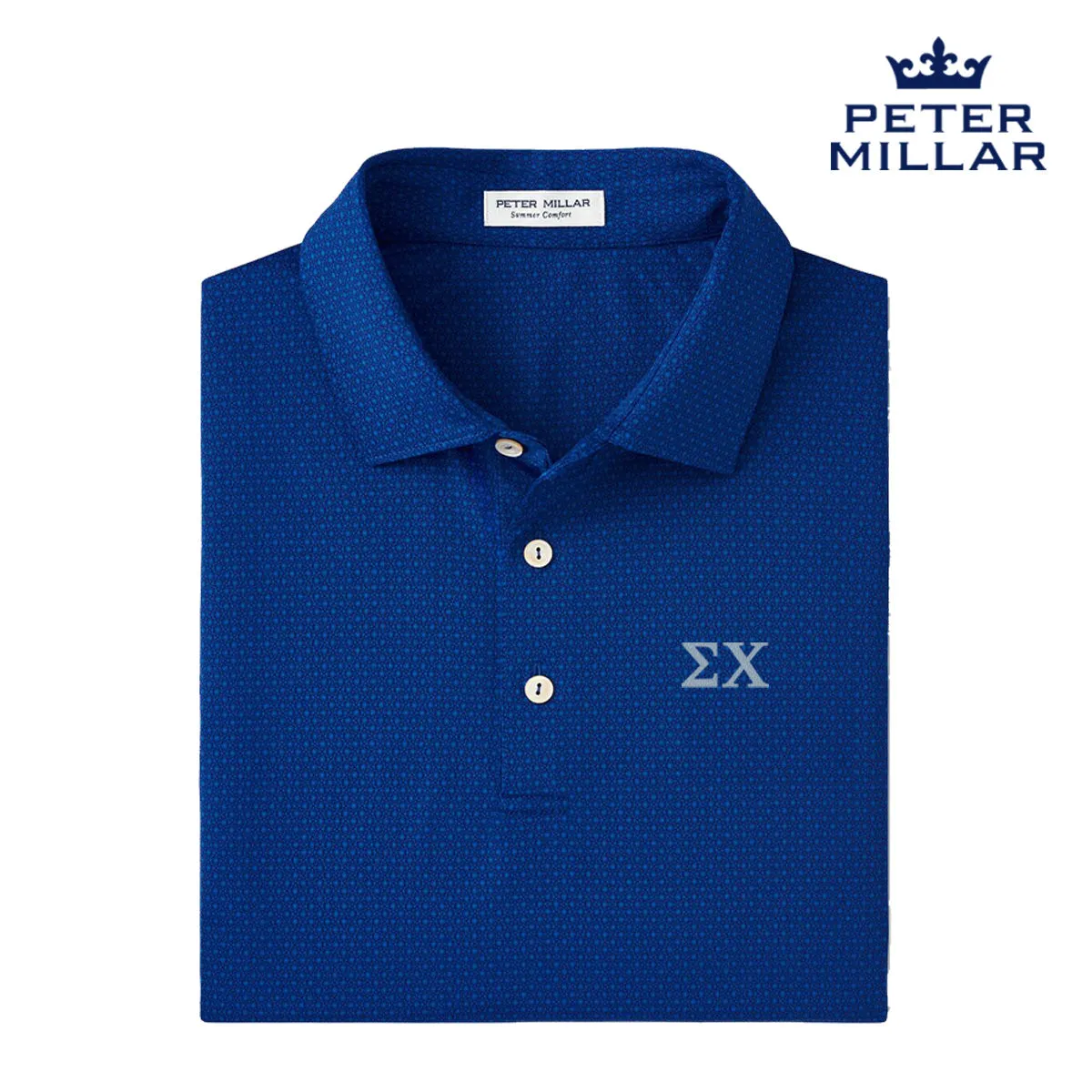 Sigma Chi Peter Millar Tesseract Patterned Polo With Greek Letters