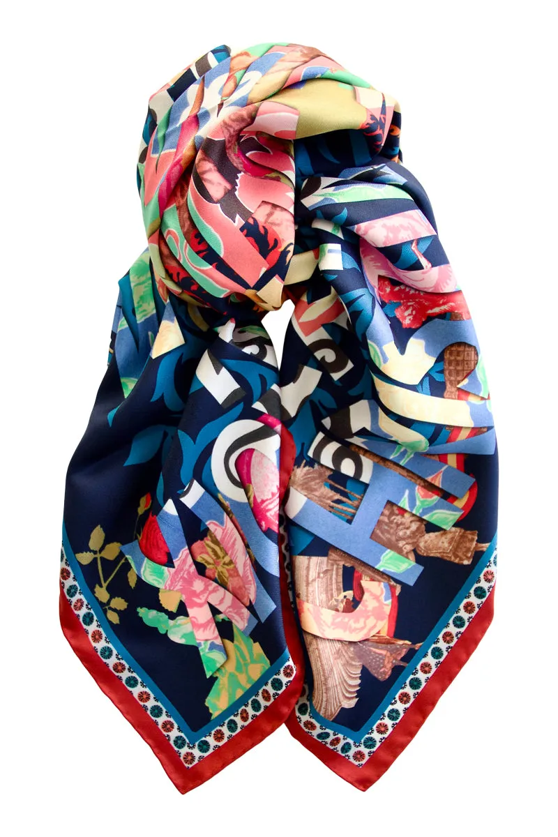 Silke scarf "Double view"  Lacroix - blue