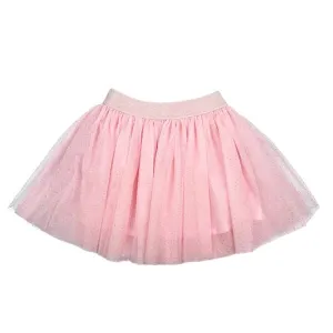 Silver Dots Tutu Skirt - pink